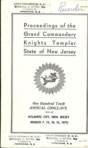 PROCEEDINGS GRAND COMMANDERY KNIGHTS TEMPLAR STATE NEW JERSEY 1970