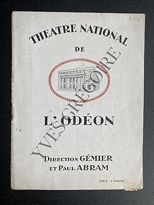 "L'ANE DE BURIDAN" PROGRAMME THEATRE NATIONAL DE L'ODEON AVRIL 1929