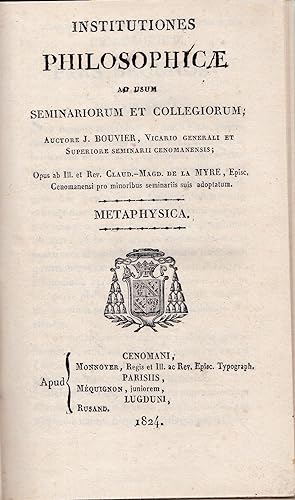 Institutiones philosophicae ad usum seminariorum et collegiorum (Métaphysica)