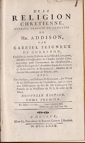 De la religion Chrétienne, ouvrage traduit de l'anglois en 3 volumes