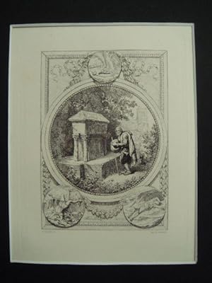 La Fontaine, fables, Le paysan du Danube. Gravure originale à l'Eau Forte sur papier Vergé