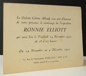 RONNIE ELLIOTT. Exposition de lartiste américaine Ronnie Elliott du 14 novembre au 4 décembre 19...
