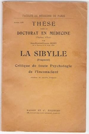 La Sibylle (fragment). Critique de toute psychologie de l'inconscient.