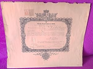 TITULO DE COMENDADOR DEL REY ALFONSO XIII A JOSE MARIA PRATS Y CASAS 1924