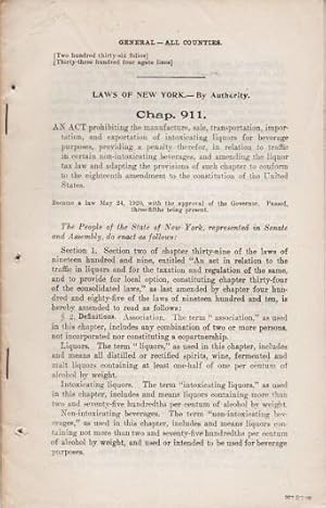 LAWS OF NEW YORK.CHAP. 11: AN ACT PROHIBITING THE MANUFACTURE, SALE, TRANSPORTATION, IMPORTATION,...