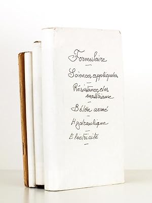 Lot de 4 carnets manuscrits de mémento à usage professionnel : Formulaire Sciences appliquées - R...