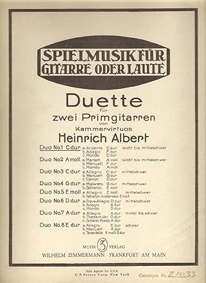 Duette Für Zwei Primgitarren C-Dur Duo No. 1 / Duets for Two Gitars Duo No. 1 C Major easy to Mod...