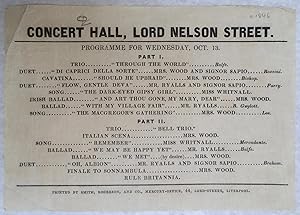 Programme for a Grand Concert to be given in the Concert Hall, Lord Nelson Street, Liverpool Fr...