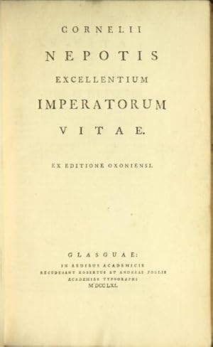 Cornelii Nepotis excellentium imperatorum vitae. Ex editione Oxoniensi