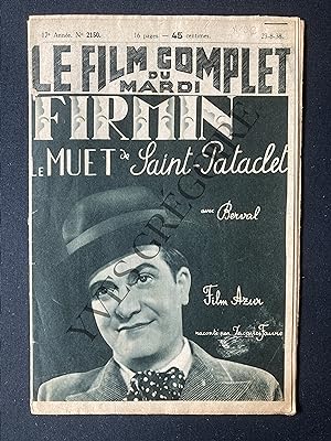 LE FILM COMPLET-N°2150-23 AOUT 1938-FIRMIN LE MUET DE SAINT-PATACLET
