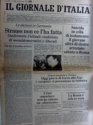 IL GIORNALE D'ITALIA Quotidiano indipendente del mattino Anno 80° N.° 188, Nuova Serie STRAUSS NO...