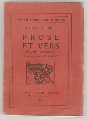 Prose et vers. Oeuvres posthumes. Préface d'André Fontainas.