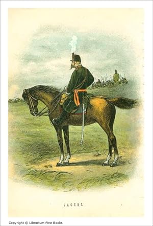 [Dutch Military Uniforms] Jagers (caption title). [ORIGINAL CHROMOLITHOGRAPH PRINT].