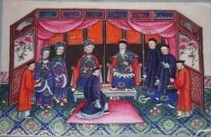 Ten Chinese Gouache Paintings on Pith Paper of Ceremonial, Pedagogical and Domestic Scenes