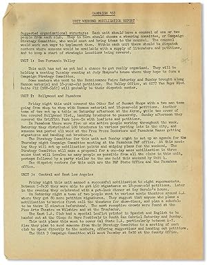 Mimeographed Memo: Campaign '68: Unit Weekend Mobilization Report