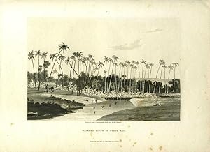 Waikeea River in Byron Bay. Aquatint depicting Hawaiian natives of Byron Bay (Hilo Bay) fishing a...