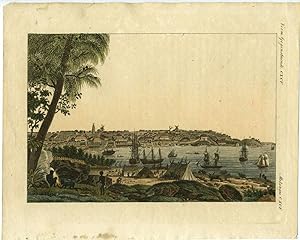 Ansicht der Stadt Sidney, von der Sudseite und der Mundung des Paramatta Flusses. German hand col...