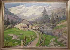 Alpine farm scene.