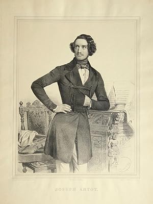 Fine large three-quarter length lithograph by Charles Baugniet (1814-1886) of the violinist in fo...