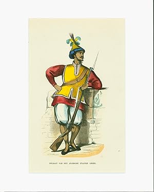 [Soldier from Vietnam, Handcolored Lithograph, 1843] Soldaat van het Anamsche staande leger