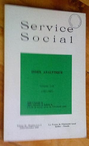 Insex analytique, volumes 1-16 (1951-1967), Service social, vol. 18, nos et 3, juillet-décembre 1969