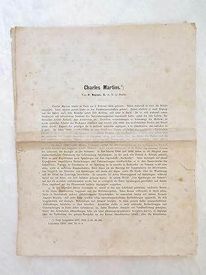 1890 Obit/Bio of CHARLES MARTINS, Colleague and Correspondant of CHARLES DARWIN, by PAUL WILHELM ...