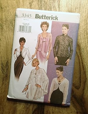 BUTTERICK SEWING PATTERN: #3345, Size: 12-14-16: EASY: Misses' Jacket & Cape