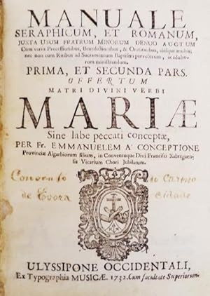 ENCADERNAÇÃO ARTÍSTICA - SÉC. XVIII - CONCEIÇÃO. (Fr. Manuel da) MANUALE SERAPHICUM, ET ROMANUM,