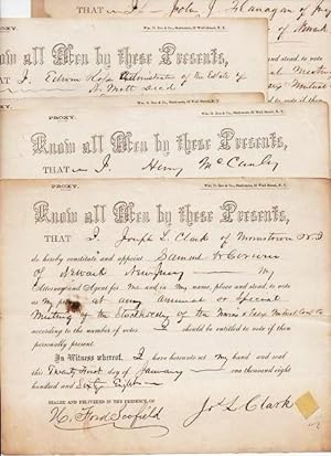 1868 GROUP OF FIVE (5) PROXY VOTES, SIGNED BY VARIOUS SHAREHOLDERS IN THE COMPANY