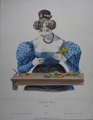 L'Aimable Fleuriste. (Paris). Altkolorierte Lithographie v. Charles Philipon (1802-1862). Paris, ...