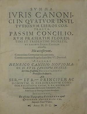 Summa juris canonici in quatuor institutionum libros contracta.