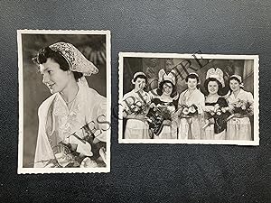 2 PHOTOS-MARIE-HELENE PASCOU-REINE DES "FILETS BLEUS" 1951