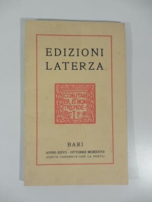 Catalogo della casa editrice Gius. Laterza & Figli, ottobre 1927