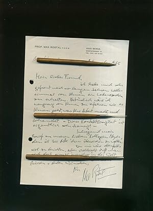 Max Rostal. ( 1905 - 1991 Bern). Brief und eine Einladungsksarte. Eigenhändiger Brief datieret au...