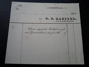 Blanco rekeningvel van W.F.Hanjoel, geneesheer te Hoofdplaat