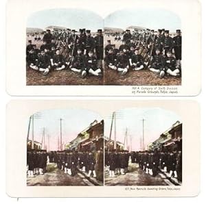 TWO (2) FULL-COLOR STEROSCOPE CARDS SHOWING JAPANESE ARMY TROOPS