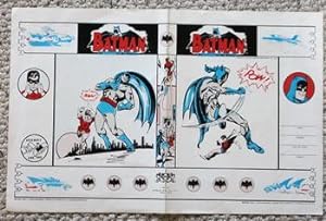 BATMAN BOOK PAPER BOOK COVER. .ORIGINAL VINTAGEPow! Bam! BATMAN w/ Robin Batmobile Book Cover 1966