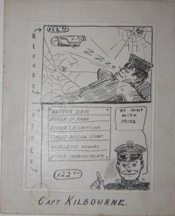 Group of 23 pen-and-ink satirical cartoons relating to training camp life during the First World War