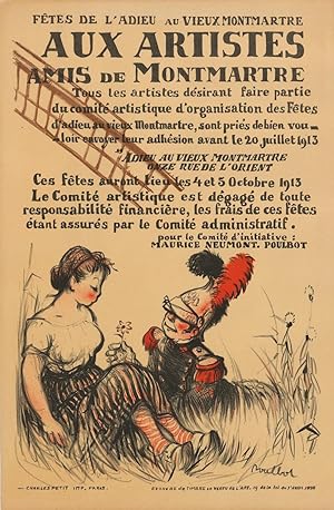 Aux artistes amis de Montmartre. Fêtes de l'adieu au vieux Montmartre. 4 et 5 Octobre 1913 (poster)