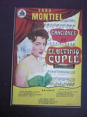 SARA MONTIEL. CANCIONES DE EL ÚLTIMO CUPLÉ. Guía Publicitaria.