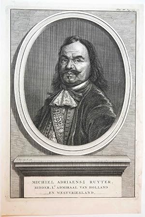 Antique portrait print, etching | Portrait of Michiel de Ruyter (1607-1676), B. Picart, published...