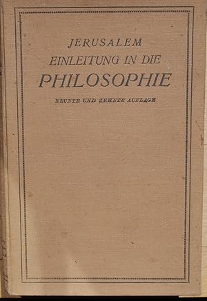 Einleitung in die Philosophie.