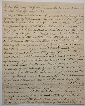 AUTOGRAPH DOCUMENT SIGNED, 7 MAY 1815, AS CHIEF JUSTICE OF THE MARYLAND COURT OF APPEALS