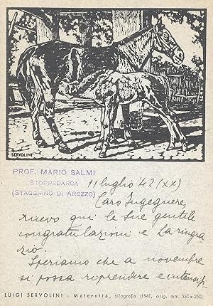 Cartolina manoscritta autografa, firmata, viaggiata, indirizzata a Giovanni Bellincioni a Firenze...