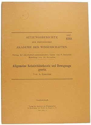 Allgemeine Relativitätstheorie und Bewegungsgesetz (The General Theory of Relativity and the Laws...