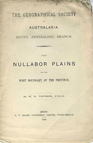 The Nullabor Plains and the West Boundary of the Province. Pamphlet