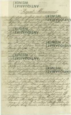 Kopal-Monument. [Handschrift anl. der Fertigstellung des Kopal-Monuments in Znaim am 16.10.1853.]