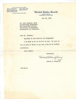 TYPED LETTER SIGNED by Hubert H. Humphrey