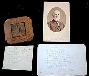 Autographed Cabinet Card, Manuscript Sign Verse and pen and ink of "The Captain's Well"