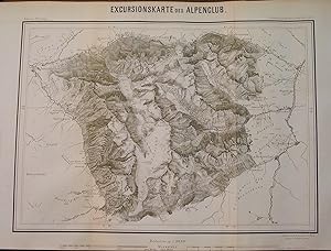 1864 Map of the Excursions of the Alpine Club